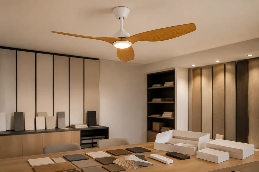 Choosing the right custom ceiling fan light plan in a realistic showroom