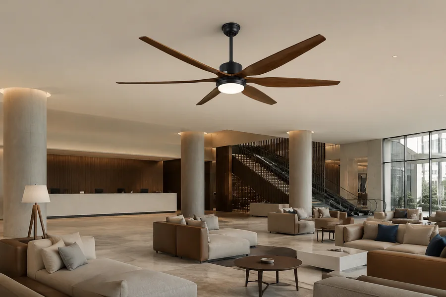 Commercial ceiling fan airflow and CFM for wider circulation