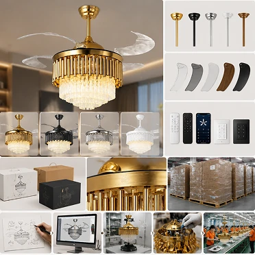 OEM customization solutions for crystal ceiling fan manufacturers with private label and custom options