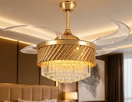 Crystal chandelier ceiling fan solution combining decorative lighting and airflow performance