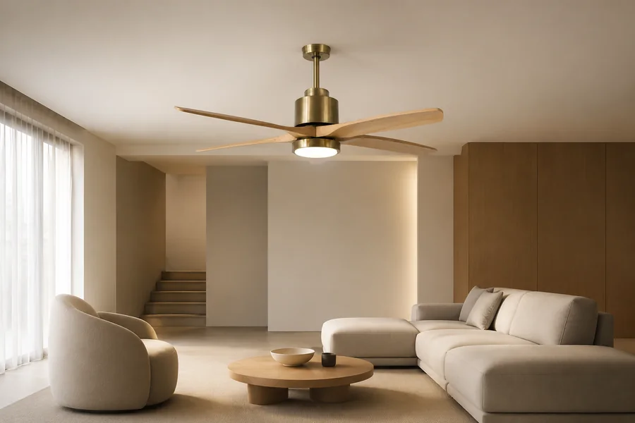 Downrod ceiling fan airflow stability and quiet operation