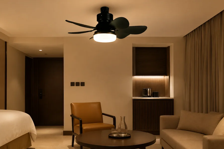 Ceiling fan light supporting thermal comfort in a room