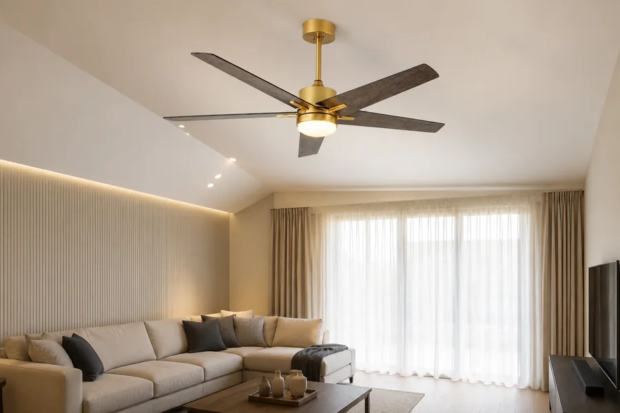 Fan size and blade clearance check on a sloped ceiling