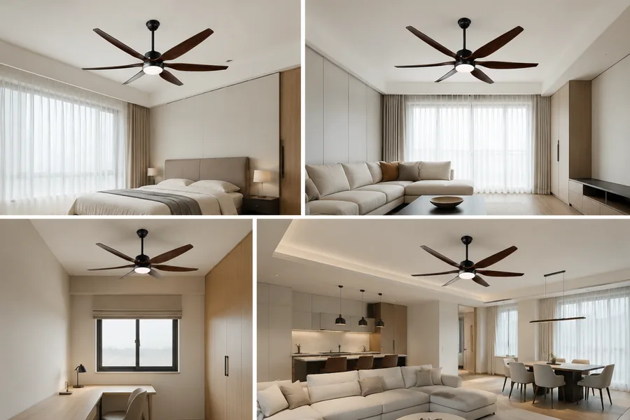 Final ceiling fan size recommendations shown by room type