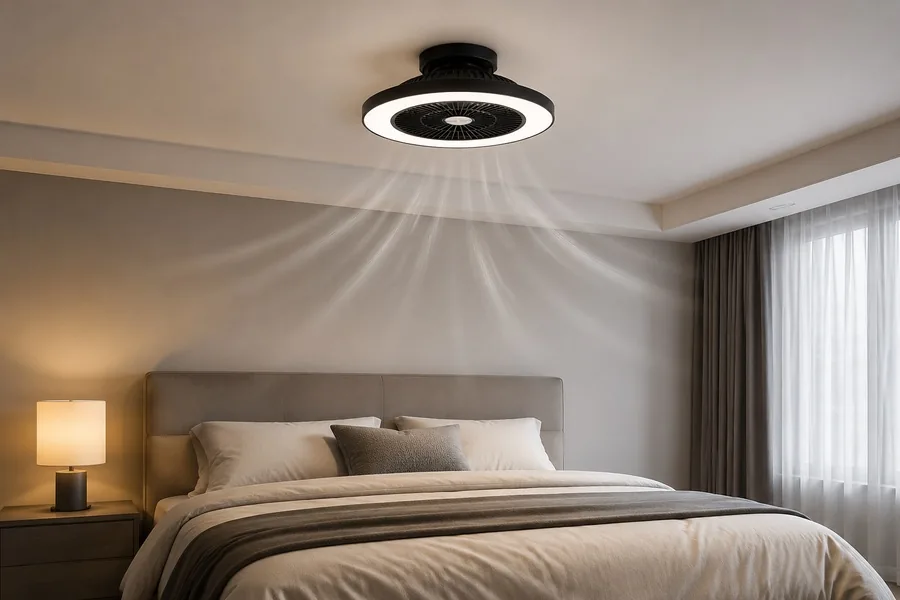 Flush mount ceiling fan airflow in a low ceiling bedroom