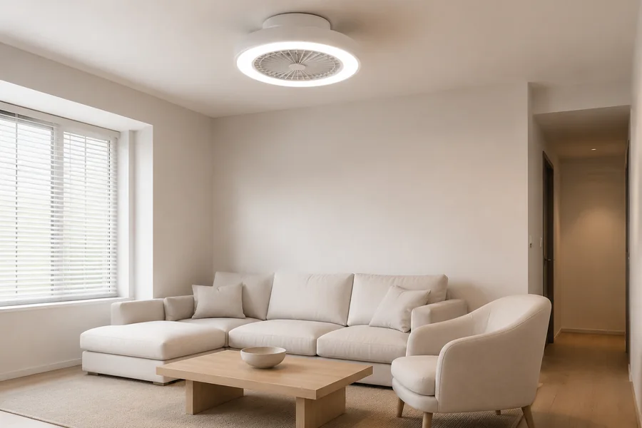 Flush mount ceiling fan light for a low ceiling apartment