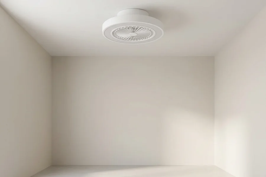 Flush mount fan blade size matched to a small room