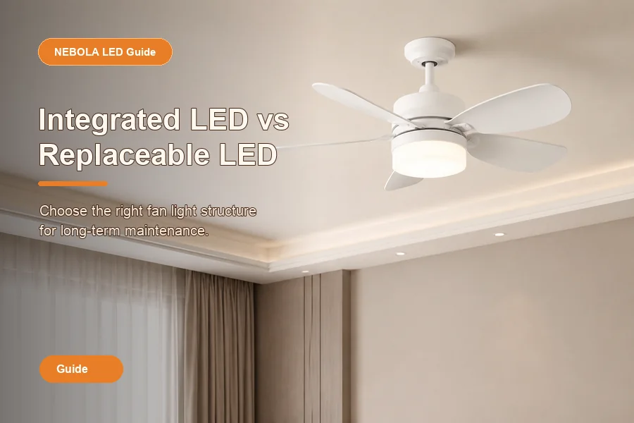 Integrated LED versus replaceable LED ceiling fan lights comparison
