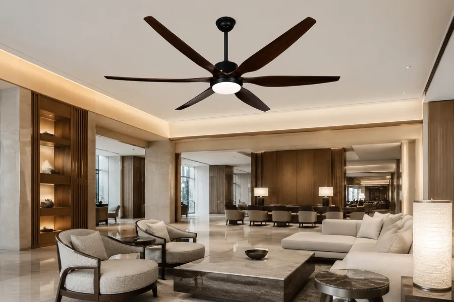Large ceiling fan light for hotel lobby and public areas
