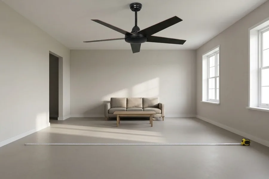 Measuring a large room before choosing a ceiling fan size