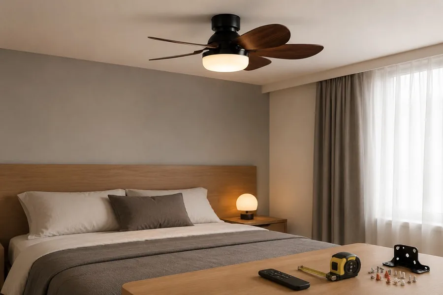Low ceiling bedroom ceiling fan buying checklist with fan size and controls