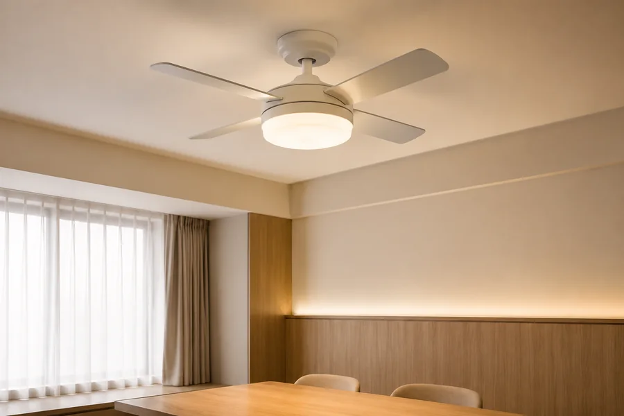 Low ceiling fan light planning with a slim diffuser