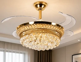 Luxury crystal ceiling fan light solution matching premium interiors and hospitality applications