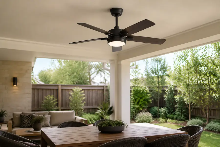 Outdoor ceiling fan mounting type for patio roof height