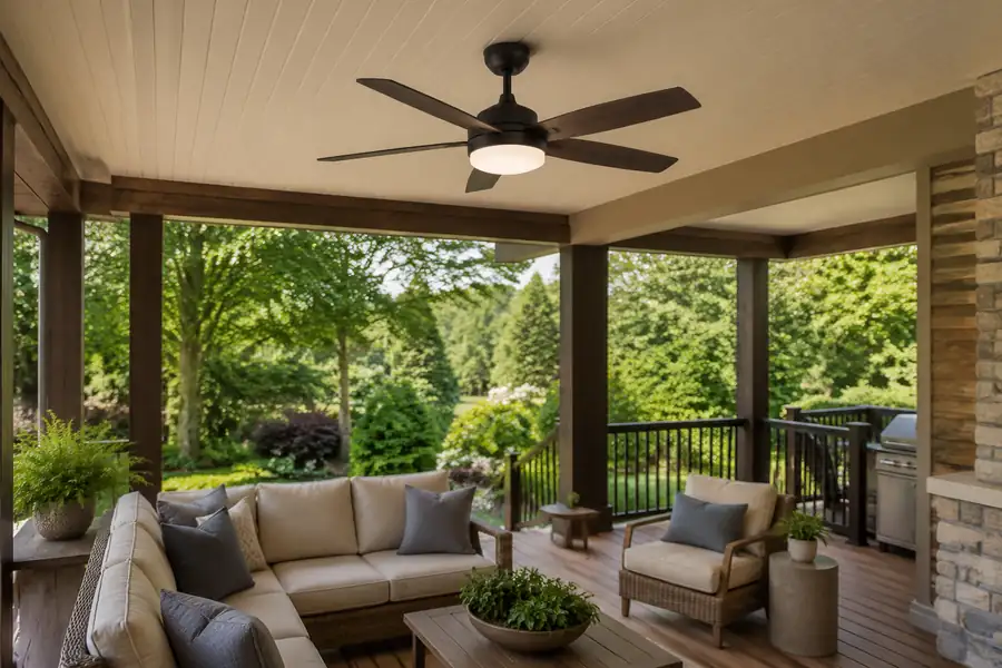Patio porch and gazebo ceiling fan sizing comparison