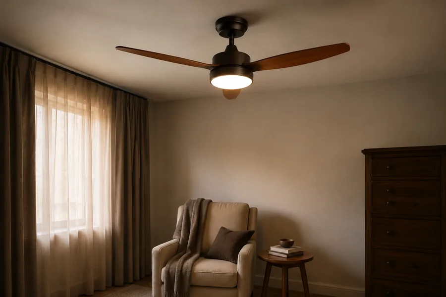 Quiet airflow performance for a low ceiling fan