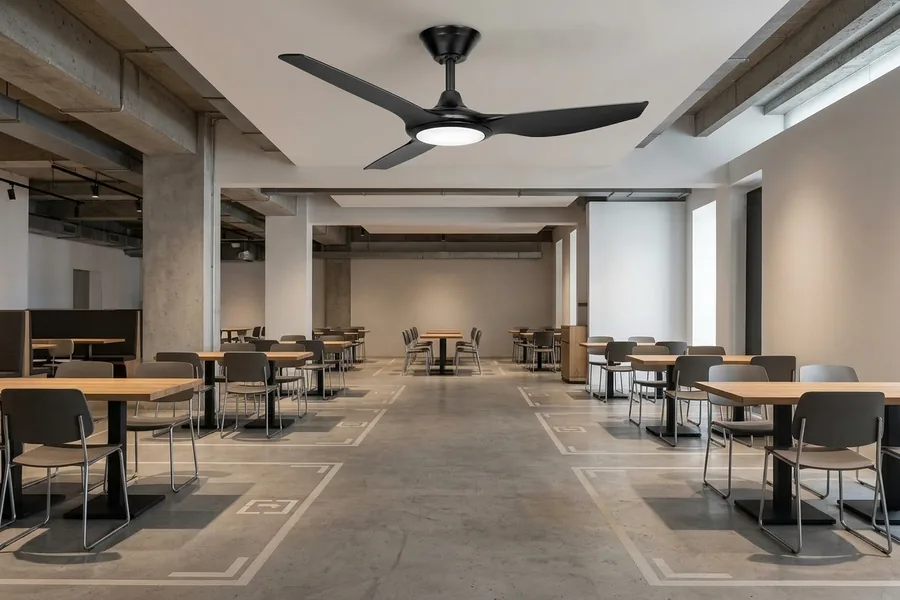 Restaurant dining zones measured before choosing ceiling fan size