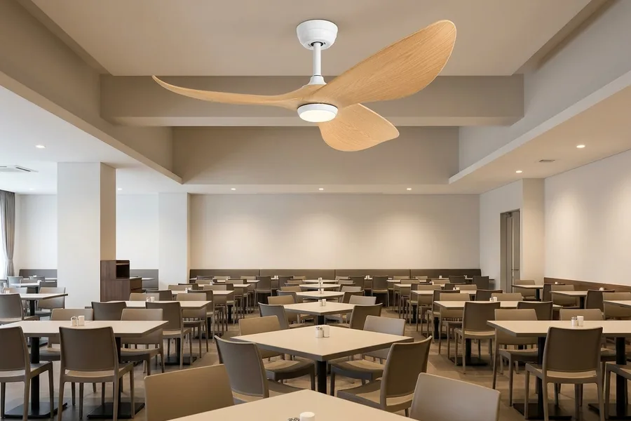 Commercial ceiling fan sized for different restaurant dining areas
