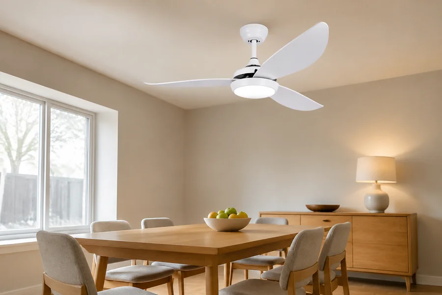 Restaurant fan diameter planned around seating coverage
