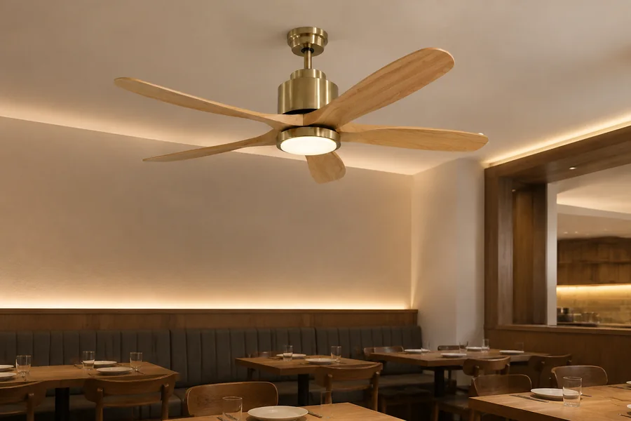 Restaurant ceiling fan size by cafe casual dining and banquet room