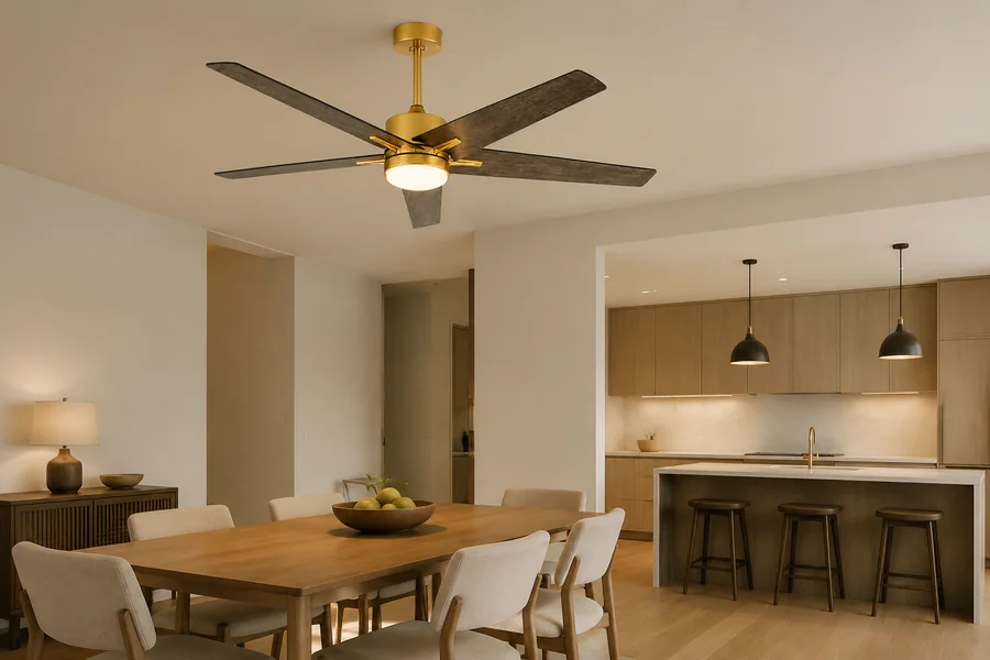 Restaurant ventilation and ceiling fan layout coordination