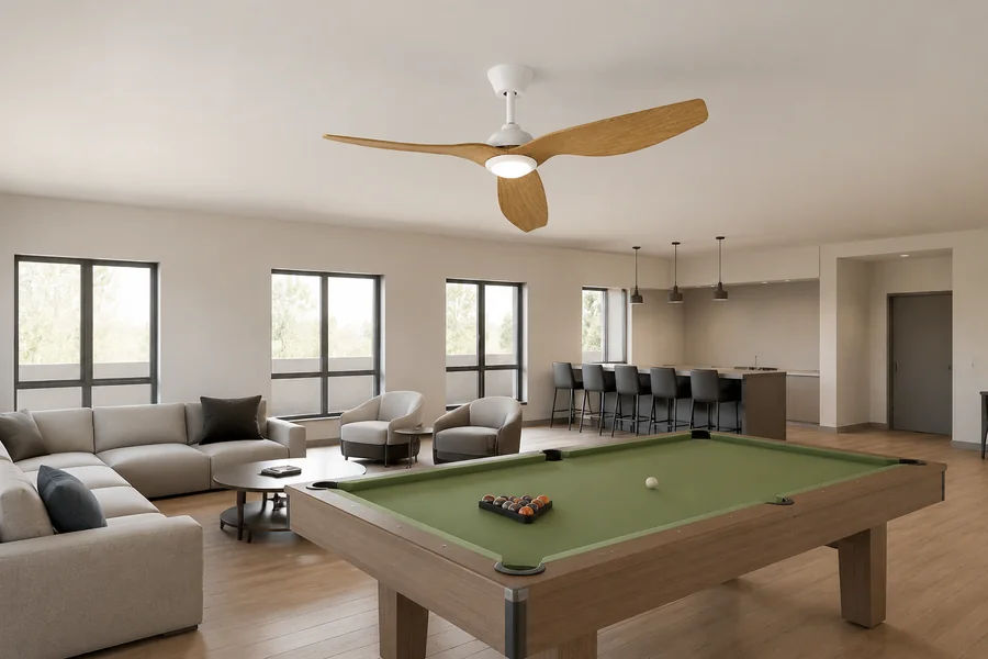 Large space ceiling fan layout planning for open rooms