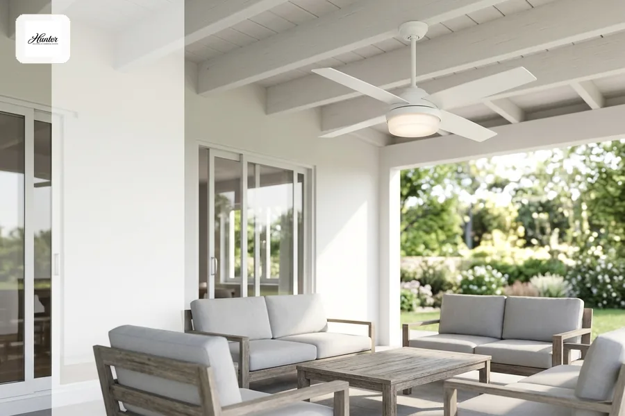 Hunter Dempsey Outdoor 52 inch ceiling fan with light