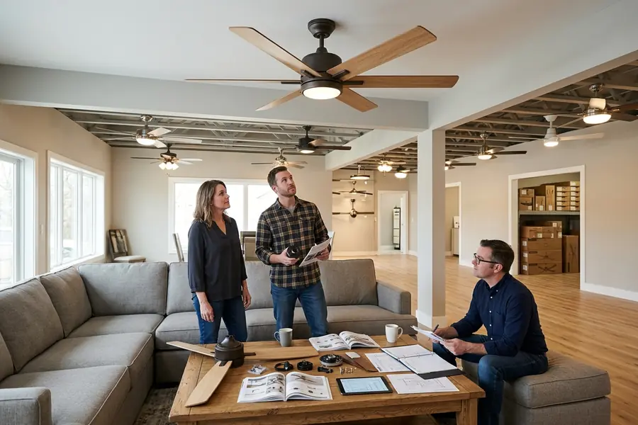 US ceiling fan market trends with larger living room fans