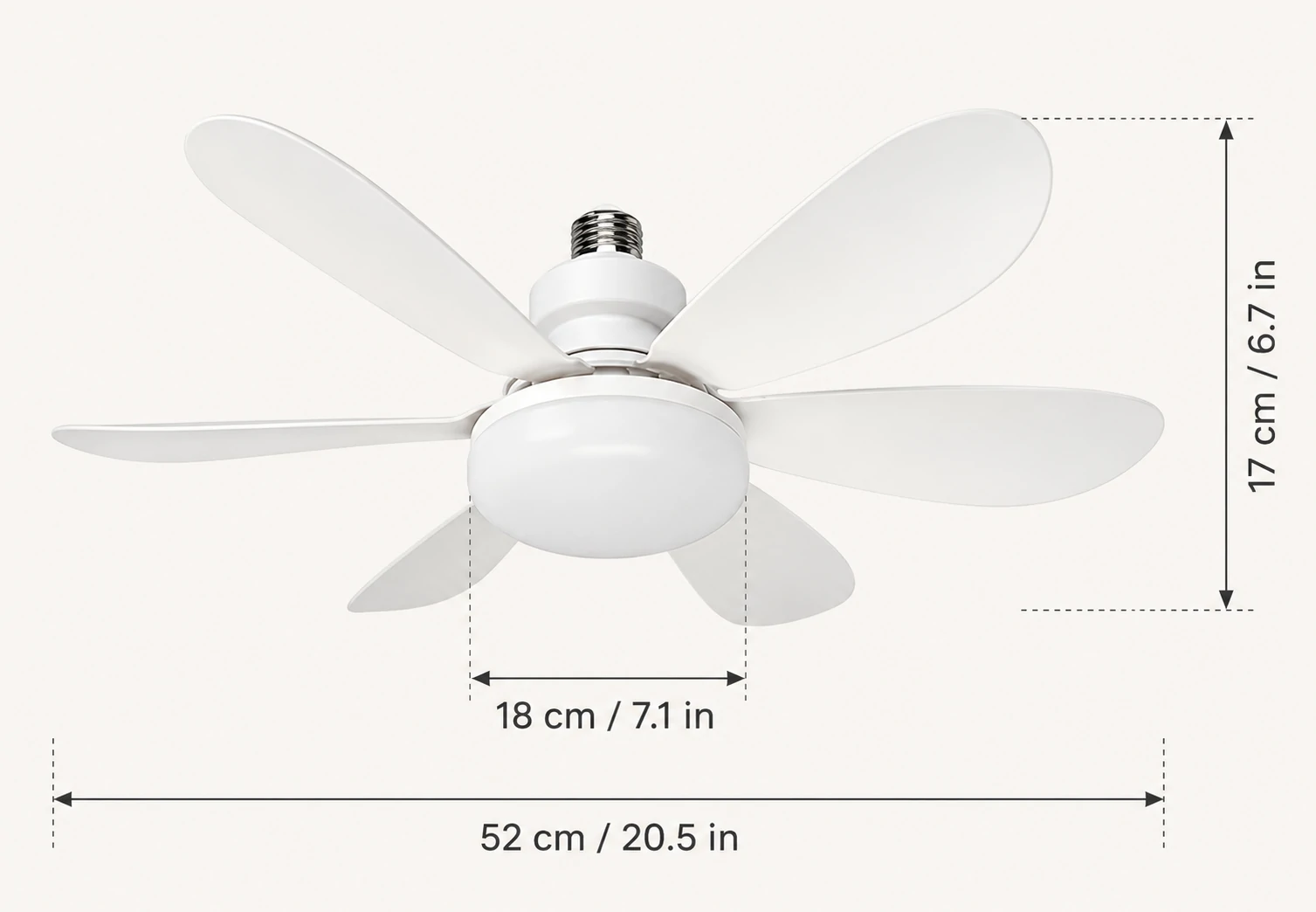 White ceiling fan light product dimensions and installation measurements