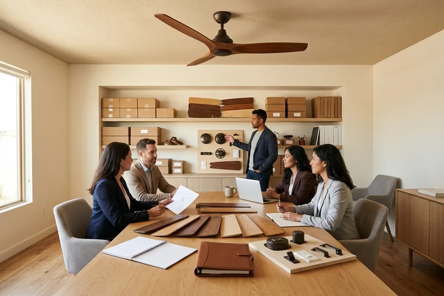 Wooden ceiling fan blades with natural warm finish