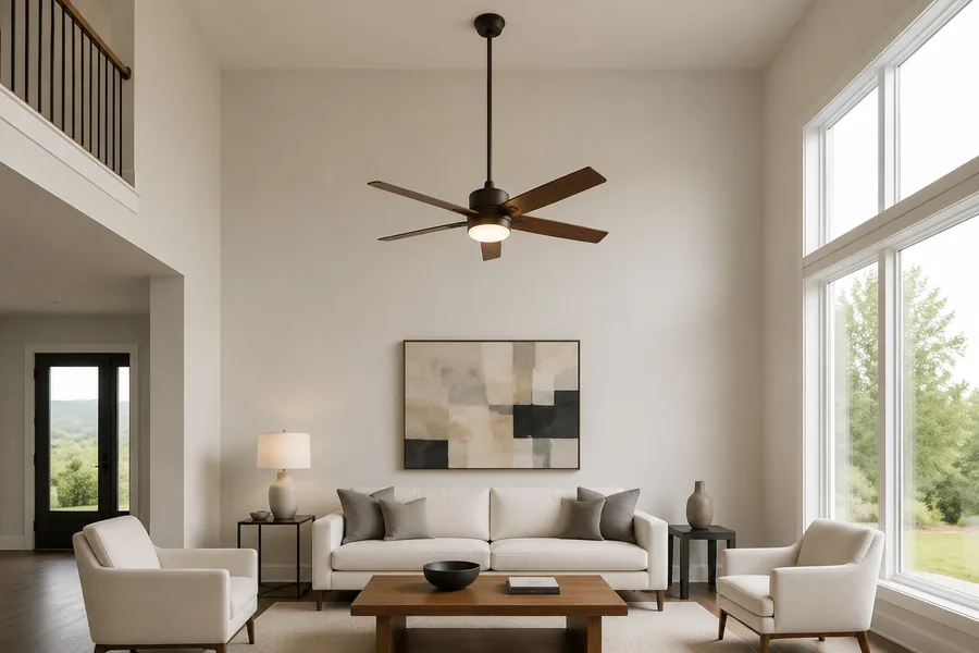 Living room ceiling fan for a 12 foot ceiling with downrod