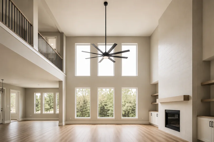 Ceiling fan for a 20 foot ceiling with long downrod