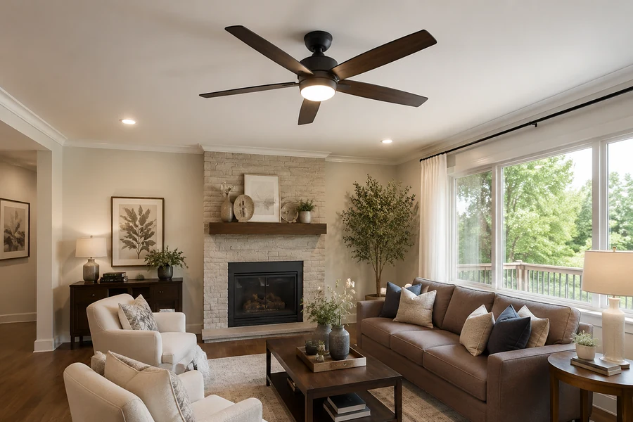 3000K and 4000K ceiling fan light comparison in a living room
