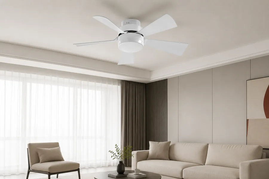 Flush mount ceiling fan for living room with 9 foot ceiling