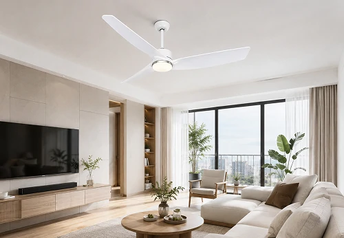 Modern apartment ceiling fan light selected for a contemporary residential interior