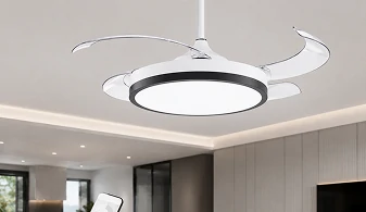 Ceiling fan light with integrated lighting and remote control for apartment interiors