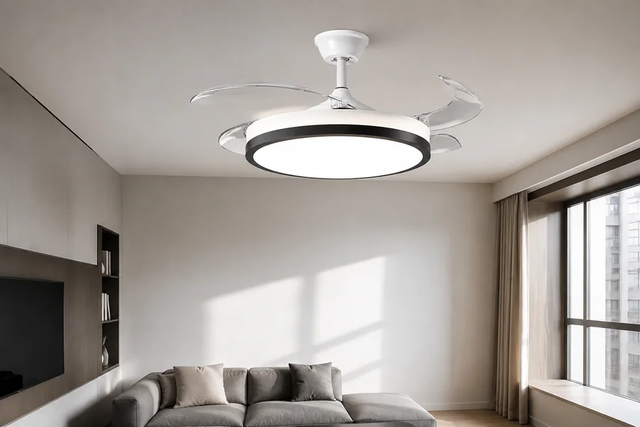 Fan light reducing pendant clutter in a small apartment