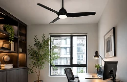 Contemporary ceiling fan light used in an apartment home office