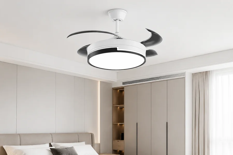 Small bedroom design with balanced fan light scale