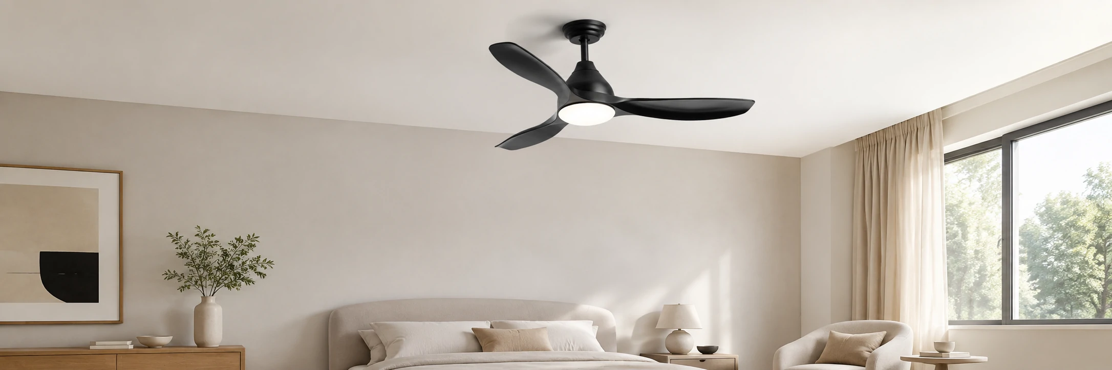 52 inch black ceiling fan with integrated LED light for B2B sourcing