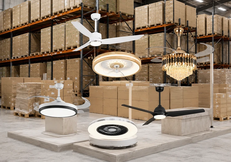 Bulk ceiling fan light sourcing prepared for residential distribution projects