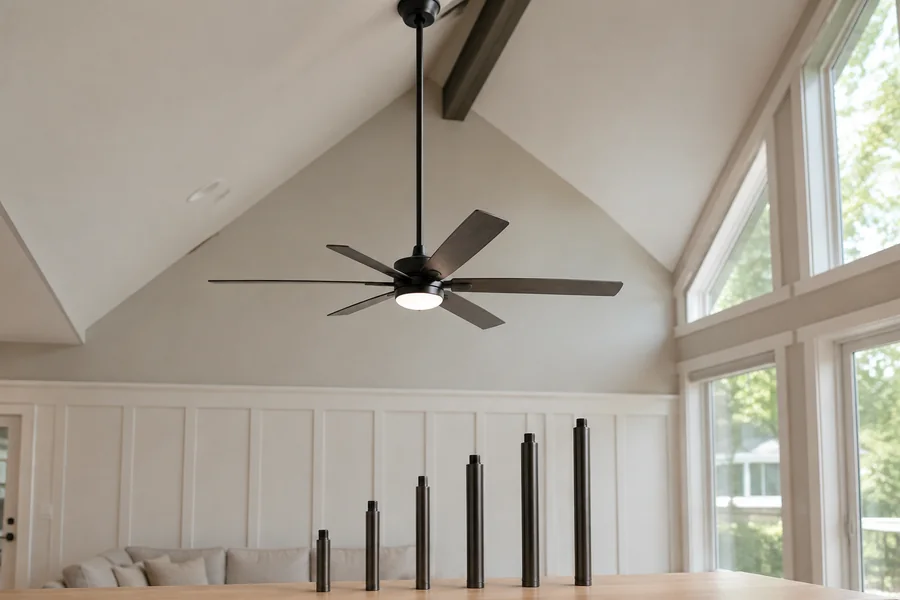 Cathedral ceiling fan downrod planning before buying