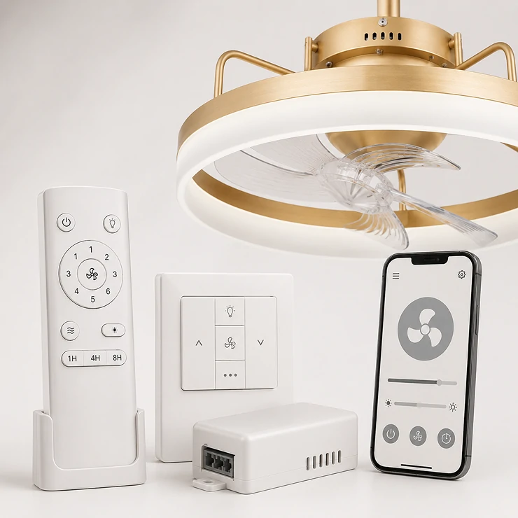 Ceiling fan control system options for customized products