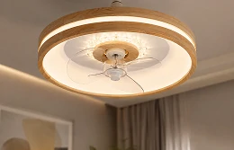 Integrated LED light module featured on a modern ceiling fan