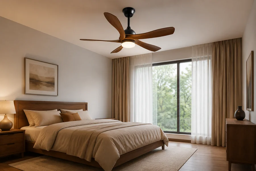 Bedroom lighting quality from ceiling fan lights and pendants
