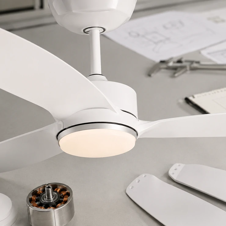 Ceiling fan motor housing prepared for residential fan light product development
