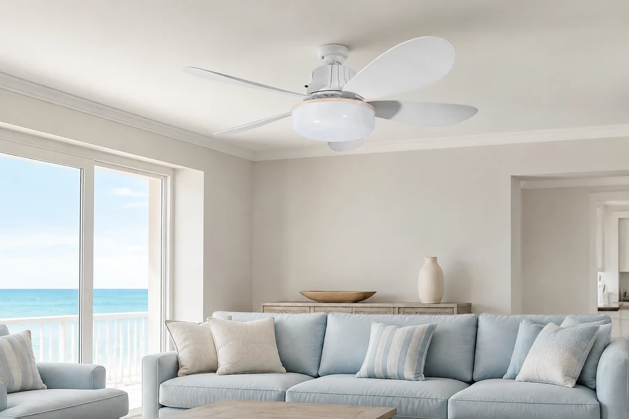 Ceiling fan size and mounting height for different interior styles
