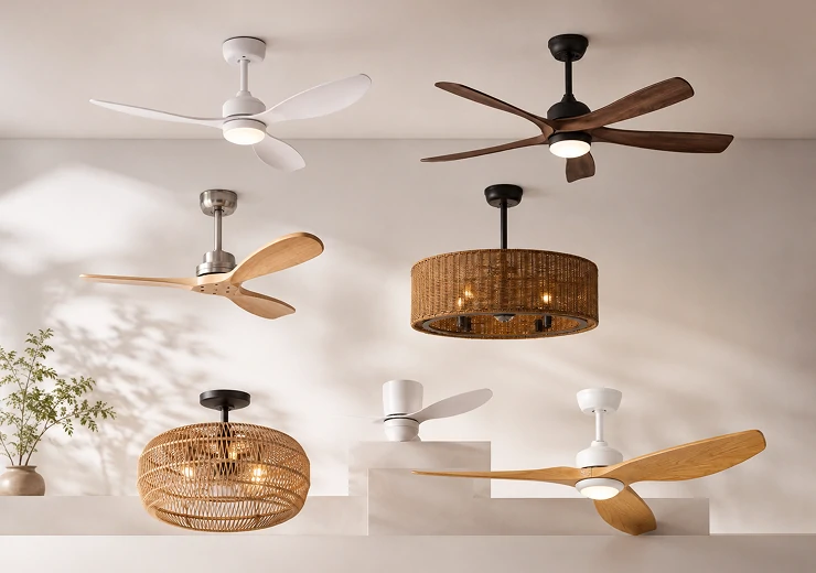 Different ceiling fan designs for residential product collections
