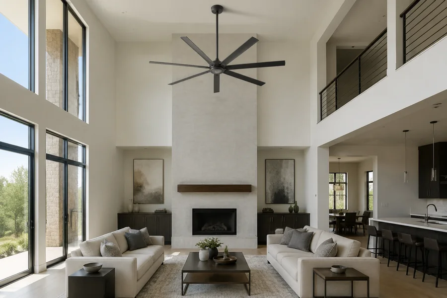 Ceiling fans for high ceilings height size and airflow guide hero image