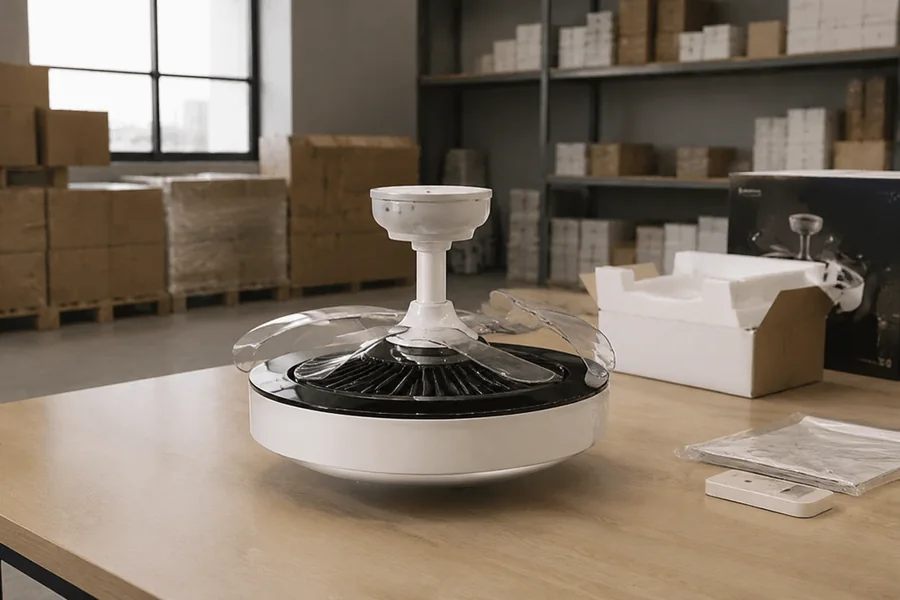 Ceiling fan light production sample review in factory